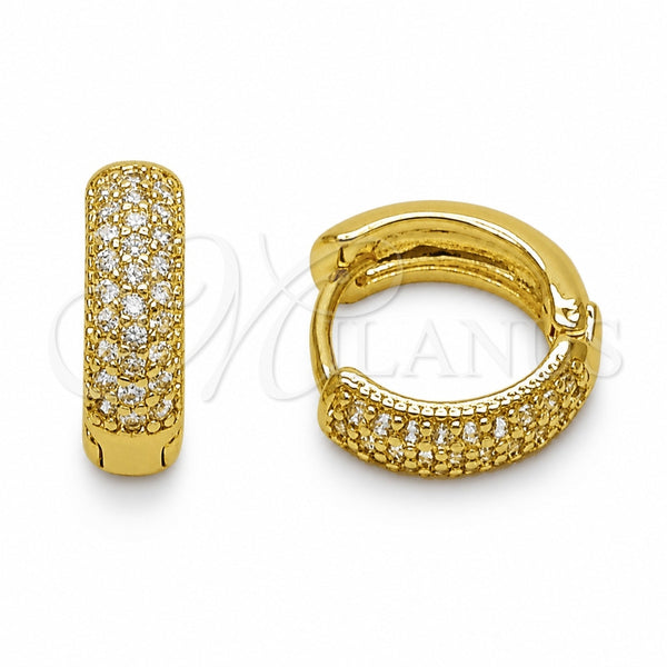 Argolla Huggie 02.267.0135.14 Oro Laminado, con Zirconia Cubica Blanca, Pulido, Tono Dorado