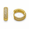 Argolla Huggie 02.267.0135.14 Oro Laminado, con Zirconia Cubica Blanca, Pulido, Tono Dorado
