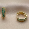 Argolla Huggie 02.267.0135.1.14 Oro Laminado, con Zirconia Cubica Verde, Pulido, Tono Dorado