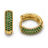 Argolla Huggie 02.267.0135.1.14 Oro Laminado, con Zirconia Cubica Verde, Pulido, Tono Dorado