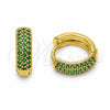 Argolla Huggie 02.267.0135.1.14 Oro Laminado, con Zirconia Cubica Verde, Pulido, Tono Dorado