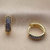 Argolla Huggie 02.267.0135.2.14 Oro Laminado, con Zirconia Cubica Zafiro Azul, Pulido, Tono Dorado