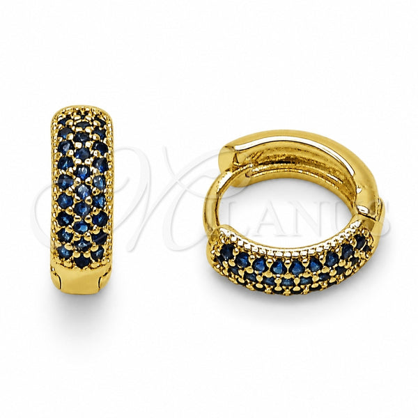 Argolla Huggie 02.267.0135.2.14 Oro Laminado, con Zirconia Cubica Zafiro Azul, Pulido, Tono Dorado