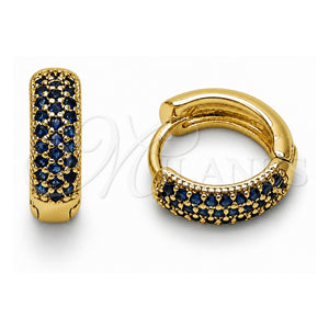 Argolla Huggie 02.267.0135.2.14 Oro Laminado, con Zirconia Cubica Zafiro Azul, Pulido, Tono Dorado