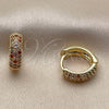 Argolla Huggie 02.267.0135.4.14 Oro Laminado, con Zirconia Cubica Multicolor, Pulido, Tono Dorado