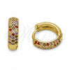Argolla Huggie 02.267.0135.4.14 Oro Laminado, con Zirconia Cubica Multicolor, Pulido, Tono Dorado