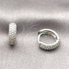 Argolla Huggie 02.267.0135.5.14 Rodio Laminado, con Zirconia Cubica Blanca, Pulido, Rodinado