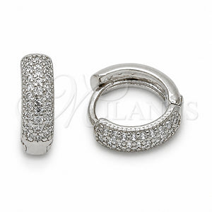 Argolla Huggie 02.267.0135.5.14 Rodio Laminado, con Zirconia Cubica Blanca, Pulido, Rodinado