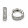 Argolla Huggie 02.267.0135.5.14 Rodio Laminado, con Zirconia Cubica Blanca, Pulido, Rodinado