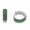 Argolla Huggie 02.267.0135.6.14 Rodio Laminado, con Zirconia Cubica Verde, Pulido, Rodinado