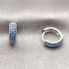 Argolla Huggie 02.267.0135.7.14 Rodio Laminado, con Zirconia Cubica Zafiro Azul, Pulido, Rodinado