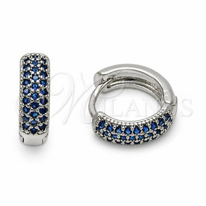Argolla Huggie 02.267.0135.7.14 Rodio Laminado, con Zirconia Cubica Zafiro Azul, Pulido, Rodinado