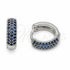 Argolla Huggie 02.267.0135.7.14 Rodio Laminado, con Zirconia Cubica Zafiro Azul, Pulido, Rodinado