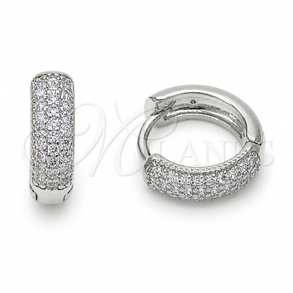 Argolla Huggie 02.267.0135.8.14 Rodio Laminado, con Zirconia Cubica Amatista, Pulido, Rodinado