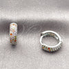 Argolla Huggie 02.267.0135.9.14 Rodio Laminado, con Zirconia Cubica Multicolor, Pulido, Rodinado