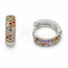 Argolla Huggie 02.267.0135.9.14 Rodio Laminado, con Zirconia Cubica Multicolor, Pulido, Rodinado