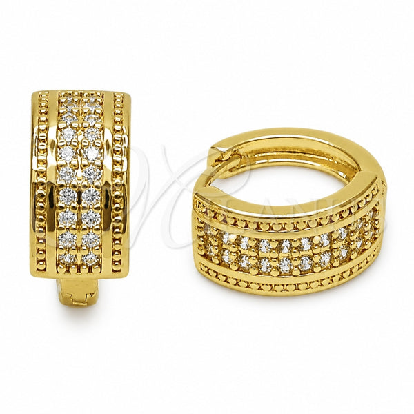 Argolla Huggie 02.267.0136.16 Oro Laminado, con Zirconia Cubica Blanca, Pulido, Tono Dorado
