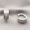 Argolla Huggie 02.267.0136.1.16 Rodio Laminado, con Zirconia Cubica Blanca, Pulido, Rodinado