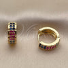 Argolla Huggie 02.267.0137.14 Oro Laminado, con Zirconia Cubica Multicolor, Pulido, Tono Dorado