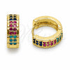 Argolla Huggie 02.267.0137.14 Oro Laminado, con Zirconia Cubica Multicolor, Pulido, Tono Dorado