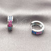 Argolla Huggie 02.267.0137.1.14 Rodio Laminado, con Zirconia Cubica Multicolor, Pulido, Rodinado