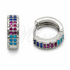 Argolla Huggie 02.267.0137.1.14 Rodio Laminado, con Zirconia Cubica Multicolor, Pulido, Rodinado