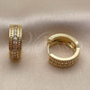 Argolla Huggie 02.267.0138.16 Oro Laminado, con Zirconia Cubica Blanca, Pulido, Tono Dorado