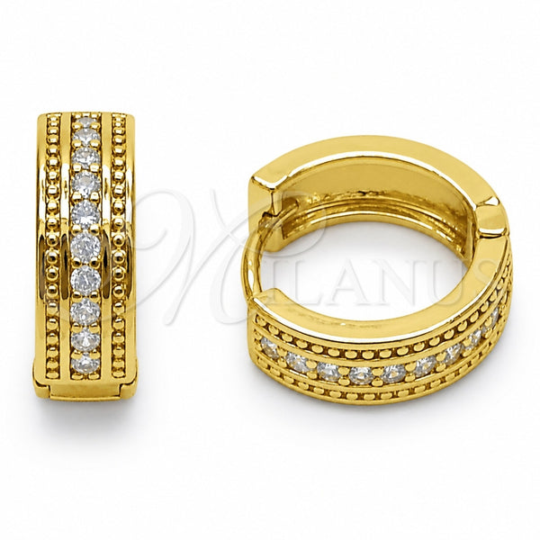 Argolla Huggie 02.267.0138.16 Oro Laminado, con Zirconia Cubica Blanca, Pulido, Tono Dorado