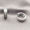 Argolla Huggie 02.267.0138.1.16 Rodio Laminado, con Zirconia Cubica Blanca, Pulido, Rodinado