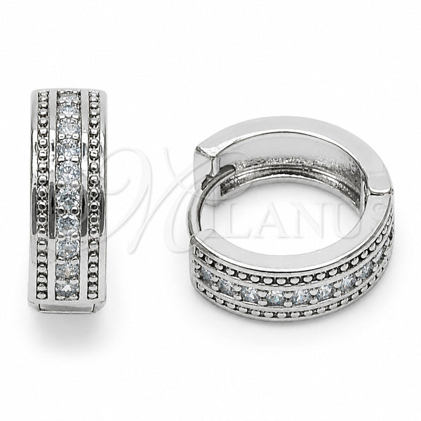 Argolla Huggie 02.267.0138.1.16 Rodio Laminado, con Zirconia Cubica Blanca, Pulido, Rodinado