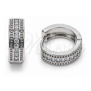 Argolla Huggie 02.267.0138.1.16 Oro Laminado Blanco, con Zirconia Cubica Blanca, Pulido, Rodinado