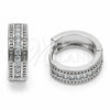 Argolla Huggie 02.267.0138.1.16 Rodio Laminado, con Zirconia Cubica Blanca, Pulido, Rodinado