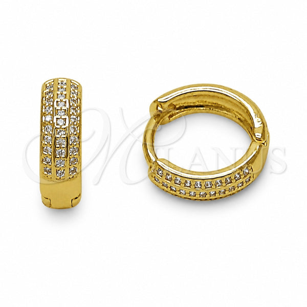 Argolla Huggie 02.267.0139.14 Oro Laminado, con Zirconia Cubica Blanca, Pulido, Tono Dorado