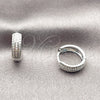 Argolla Huggie 02.267.0139.1.14 Rodio Laminado, con Zirconia Cubica Blanca, Pulido, Rodinado