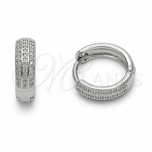 Argolla Huggie 02.267.0139.1.14 Rodio Laminado, con Zirconia Cubica Blanca, Pulido, Rodinado