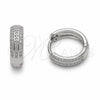 Argolla Huggie 02.267.0139.1.14 Rodio Laminado, con Zirconia Cubica Blanca, Pulido, Rodinado