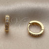 Argolla Huggie 02.267.0140.12 Oro Laminado, con Zirconia Cubica Blanca, Pulido, Tono Dorado