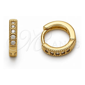 Argolla Huggie 02.267.0140.12 Oro Laminado, con Zirconia Cubica Blanca, Pulido, Tono Dorado
