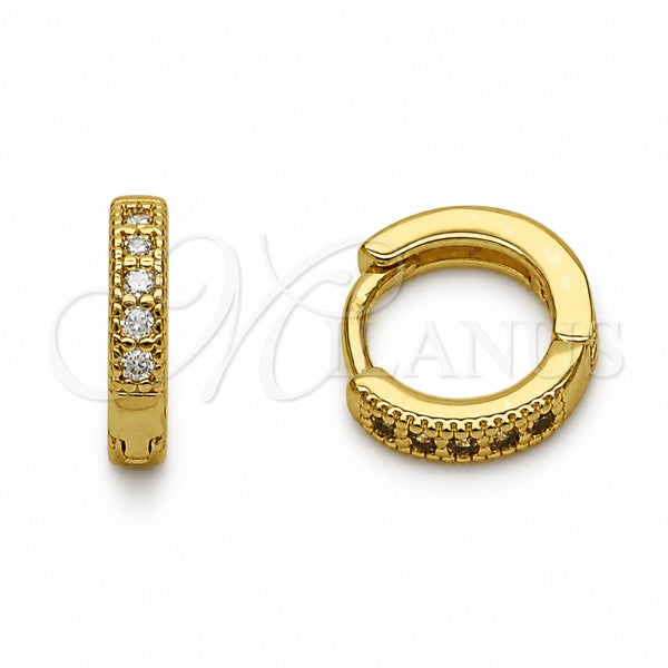 Argolla Huggie 02.267.0140.12 Oro Laminado, con Zirconia Cubica Blanca, Pulido, Tono Dorado