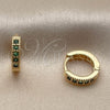 Argolla Huggie 02.267.0140.1.12 Oro Laminado, con Zirconia Cubica Verde, Pulido, Tono Dorado