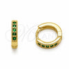 Argolla Huggie 02.267.0140.1.12 Oro Laminado, con Zirconia Cubica Verde, Pulido, Tono Dorado