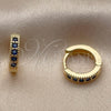 Argolla Huggie 02.267.0140.2.12 Oro Laminado, con Zirconia Cubica Zafiro Azul, Pulido, Tono Dorado