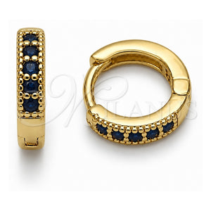 Argolla Huggie 02.267.0140.2.12 Oro Laminado, con Zirconia Cubica Zafiro Azul, Pulido, Tono Dorado