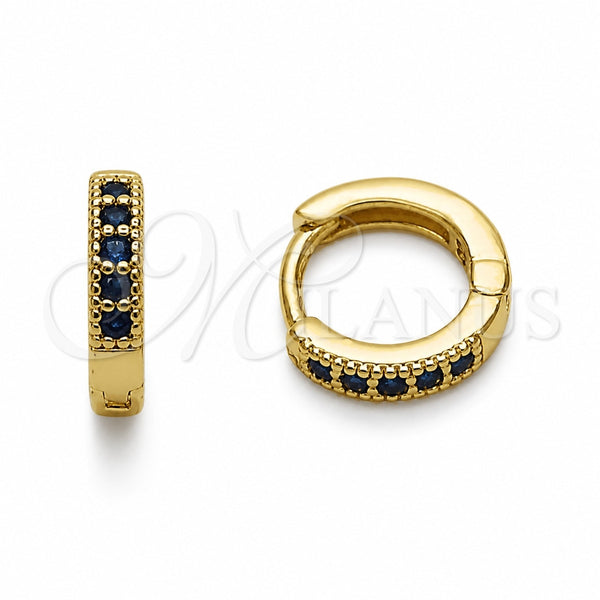 Argolla Huggie 02.267.0140.2.12 Oro Laminado, con Zirconia Cubica Zafiro Azul, Pulido, Tono Dorado