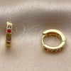 Argolla Huggie 02.267.0140.4.12 Oro Laminado, con Zirconia Cubica Multicolor, Pulido, Tono Dorado