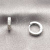 Argolla Huggie 02.267.0140.5.12 Rodio Laminado, con Zirconia Cubica Blanca, Pulido, Rodinado