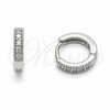 Argolla Huggie 02.267.0140.5.12 Rodio Laminado, con Zirconia Cubica Blanca, Pulido, Rodinado