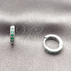 Argolla Huggie 02.267.0140.6.12 Rodio Laminado, con Zirconia Cubica Verde, Pulido, Rodinado