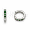 Argolla Huggie 02.267.0140.6.12 Rodio Laminado, con Zirconia Cubica Verde, Pulido, Rodinado