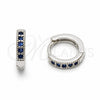 Argolla Huggie 02.267.0140.7.12 Rodio Laminado, con Zirconia Cubica Zafiro Azul, Pulido, Rodinado